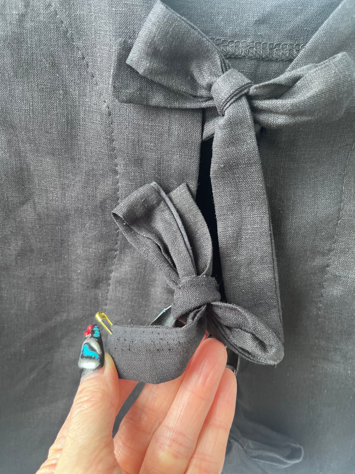 Haut court tissé noir Prêle M DEFECT