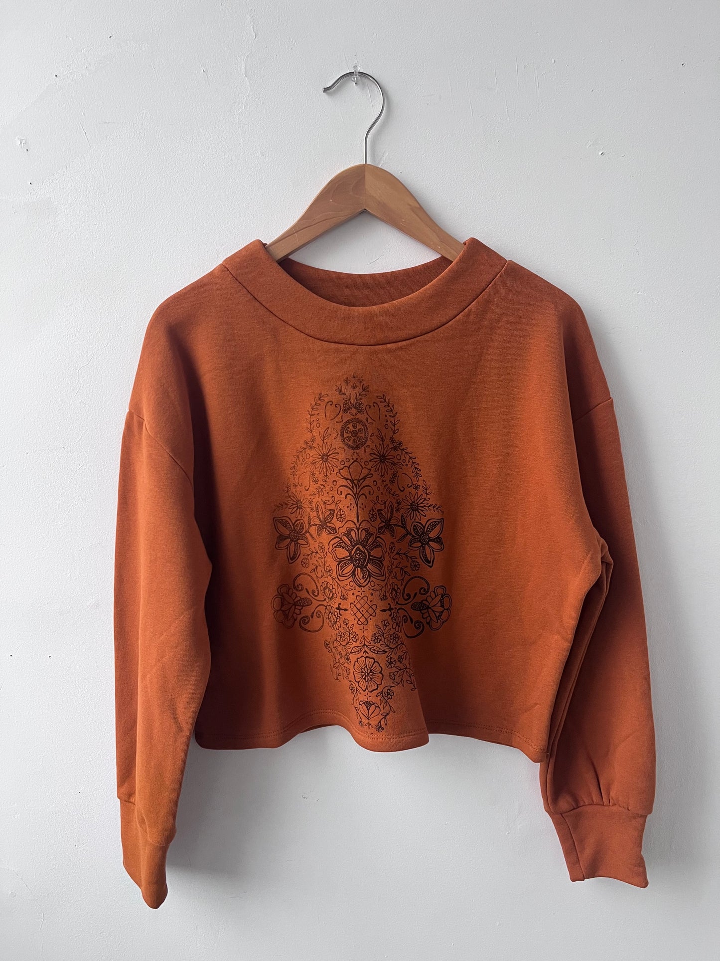 Chandail molletonné sérigraphié Hannay orange brûlé S DEFECT