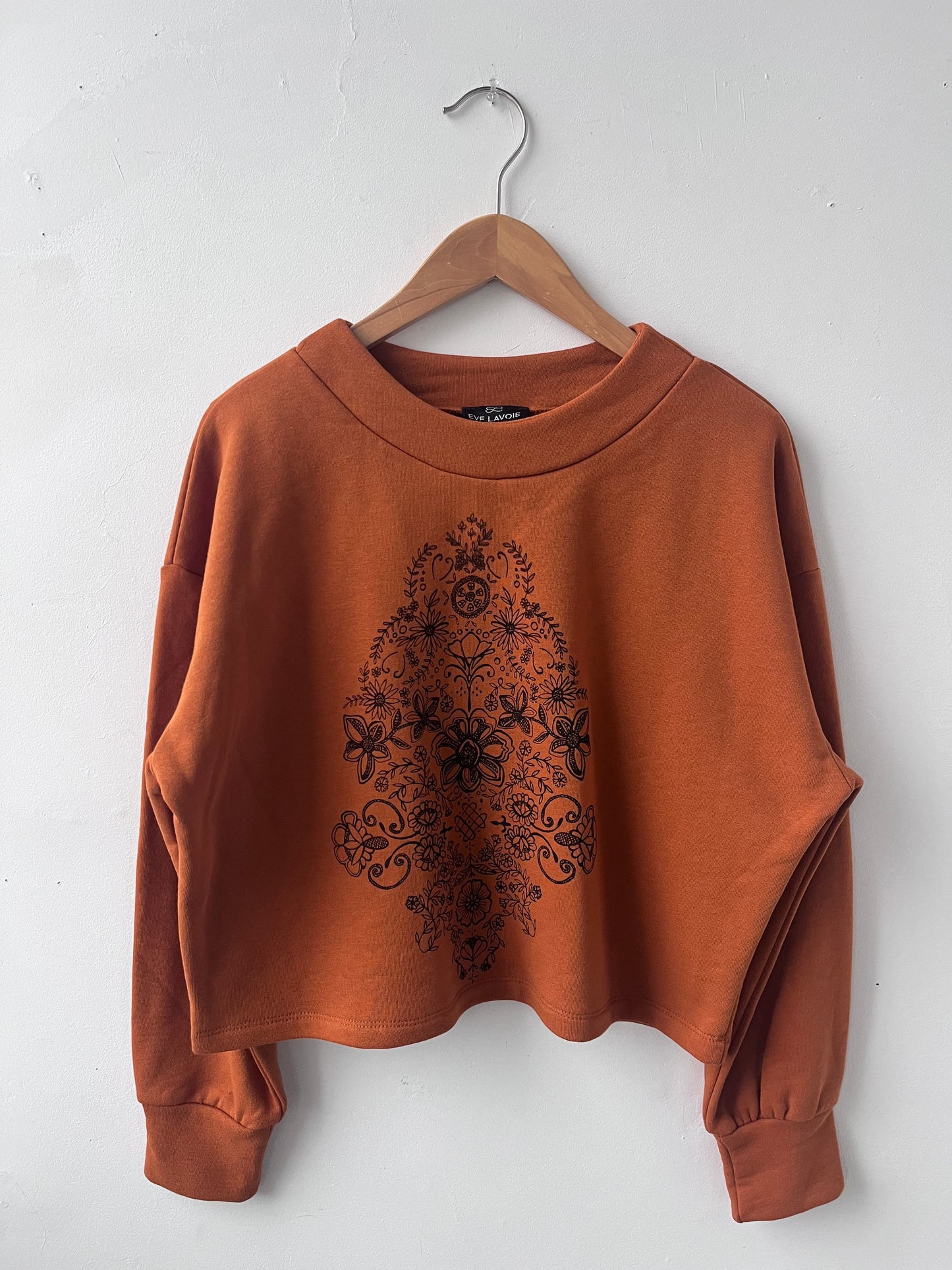 Chandail molletonné sérigraphié Hannay orange brûlé M DEFECT