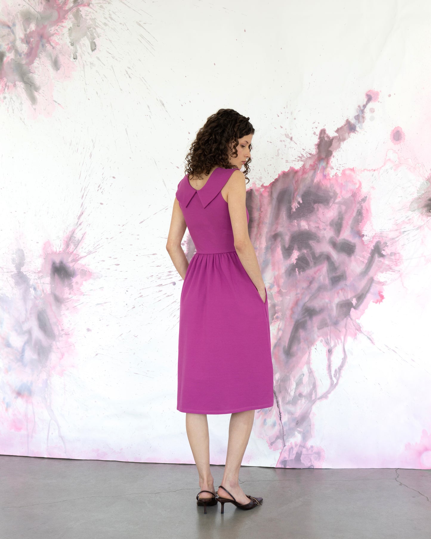 Robe soleil réversible Marguerite fuchsia