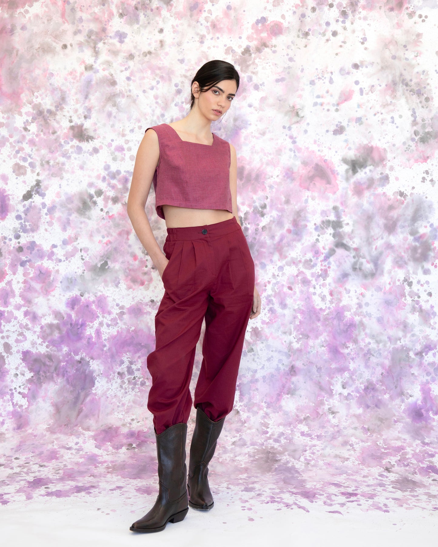 Pantalons tissé Tanaisie bordeaux