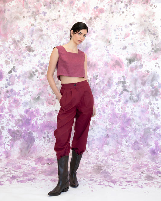 Pantalons tissé Tanaisie bordeaux