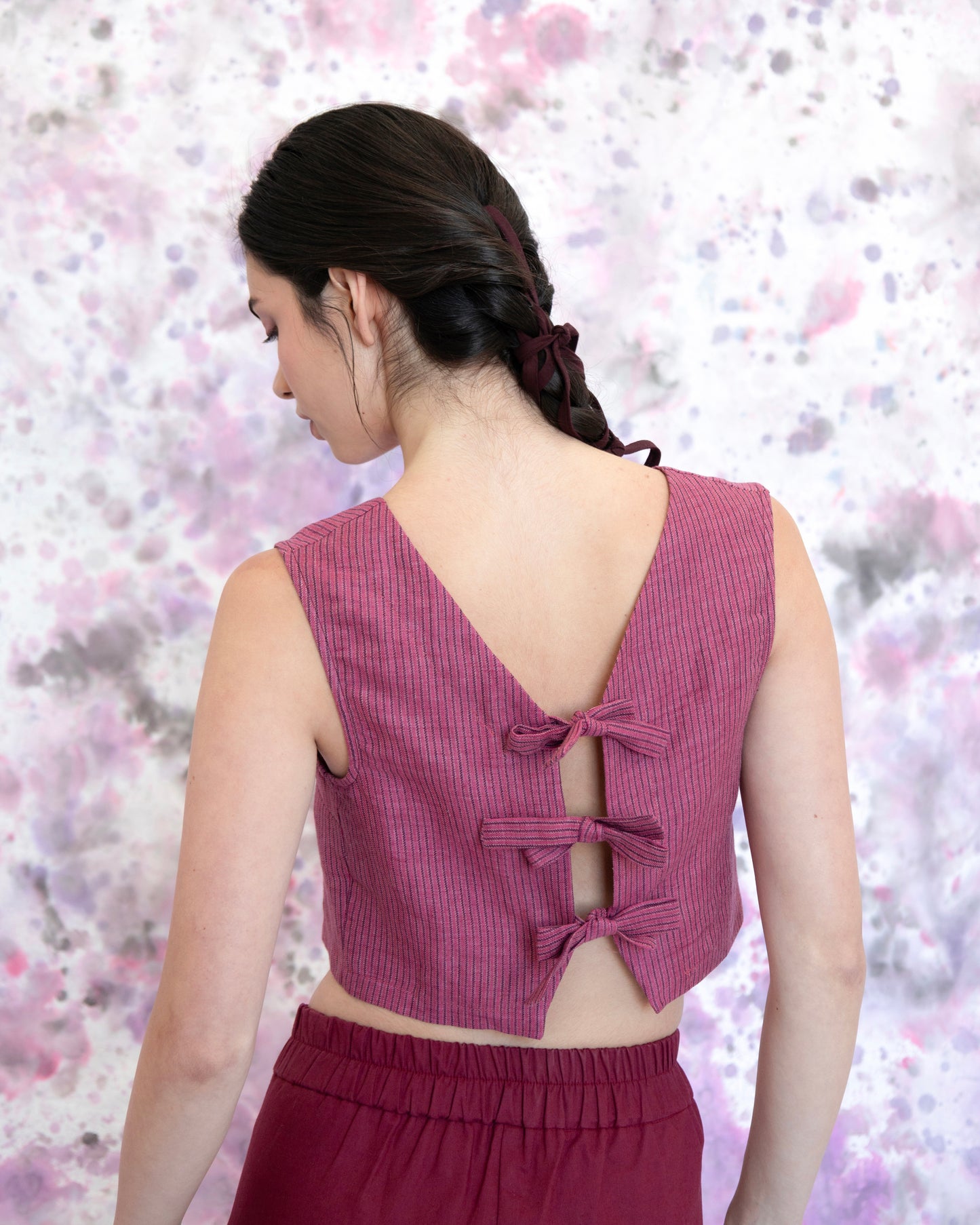 Haut court Épilobe rayé framboise