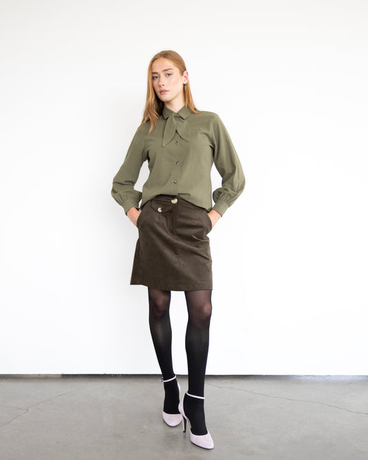 Leslie olive mini skirt