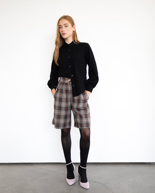 Watson plaid cotton loose shorts