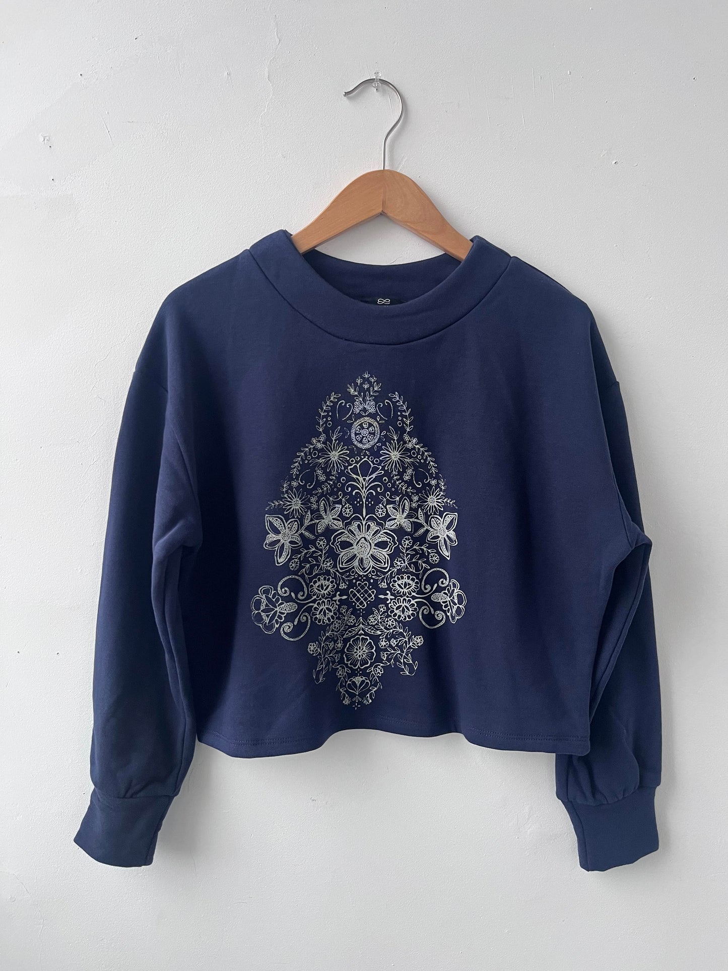 Chandail molletonné sérigraphié Hannay bleu marine S DEFECT