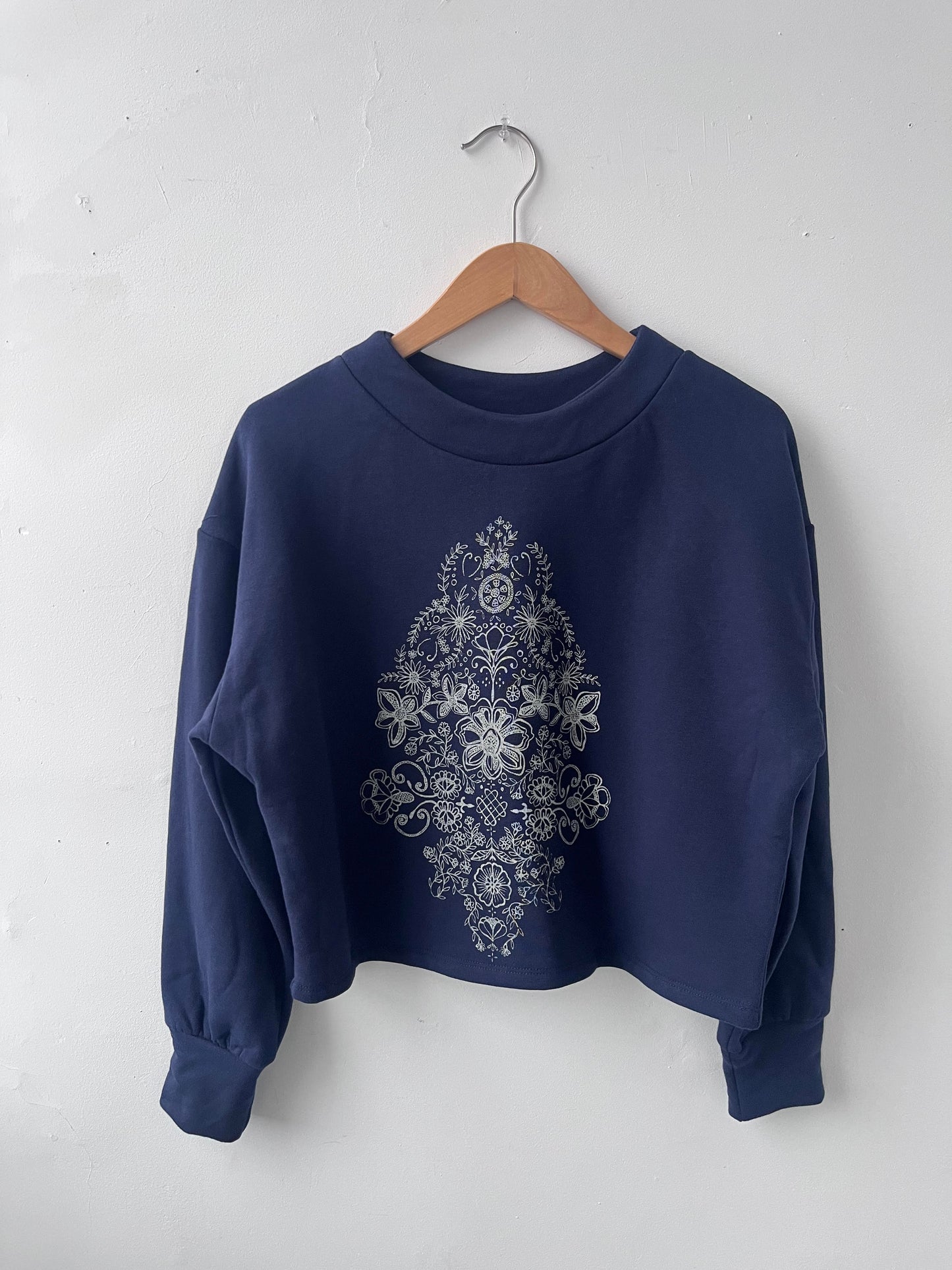 Chandail molletonné sérigraphié Hannay bleu marine M DEFECT