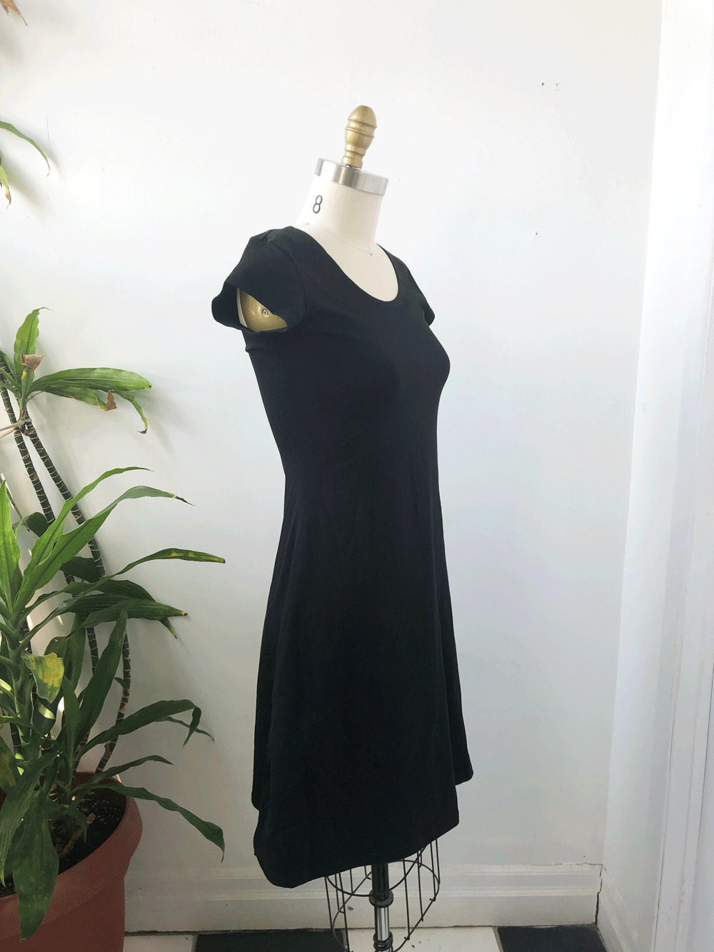 Plain black basic dress